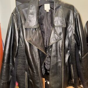 Halogen Black Leather Jacket, Size 22W